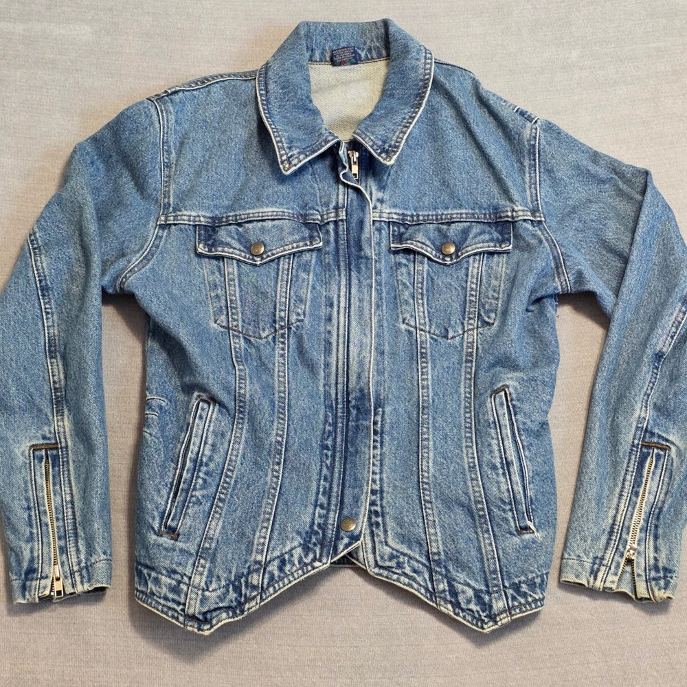 Harley-Davidson Biker Blues Jacket Women L Blue Denim Embroidered Made in Canada
